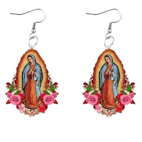 Virgin Mary Floral Earrings - Picture 3 of 6